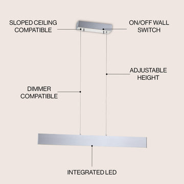Draper Dimmable Adjustable Integrated LED Metal Linear Pendant